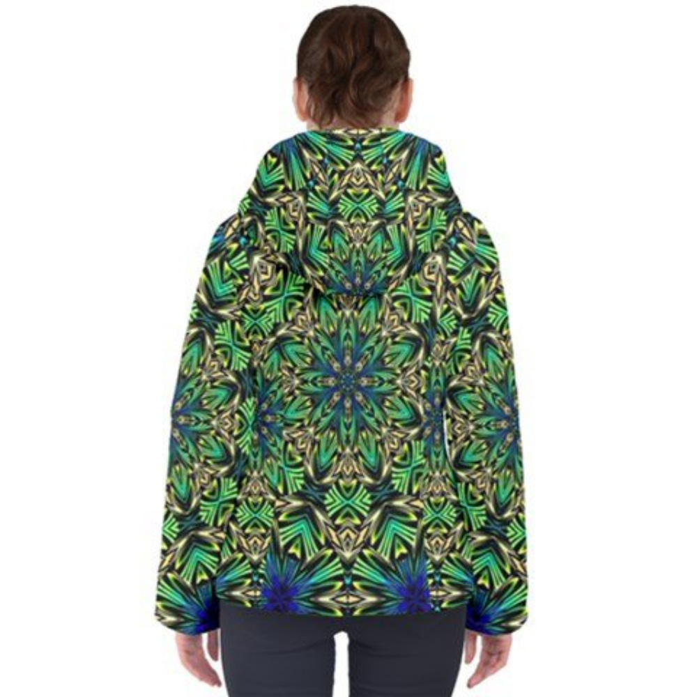 Green/Blue Pattern Puffer Jacket